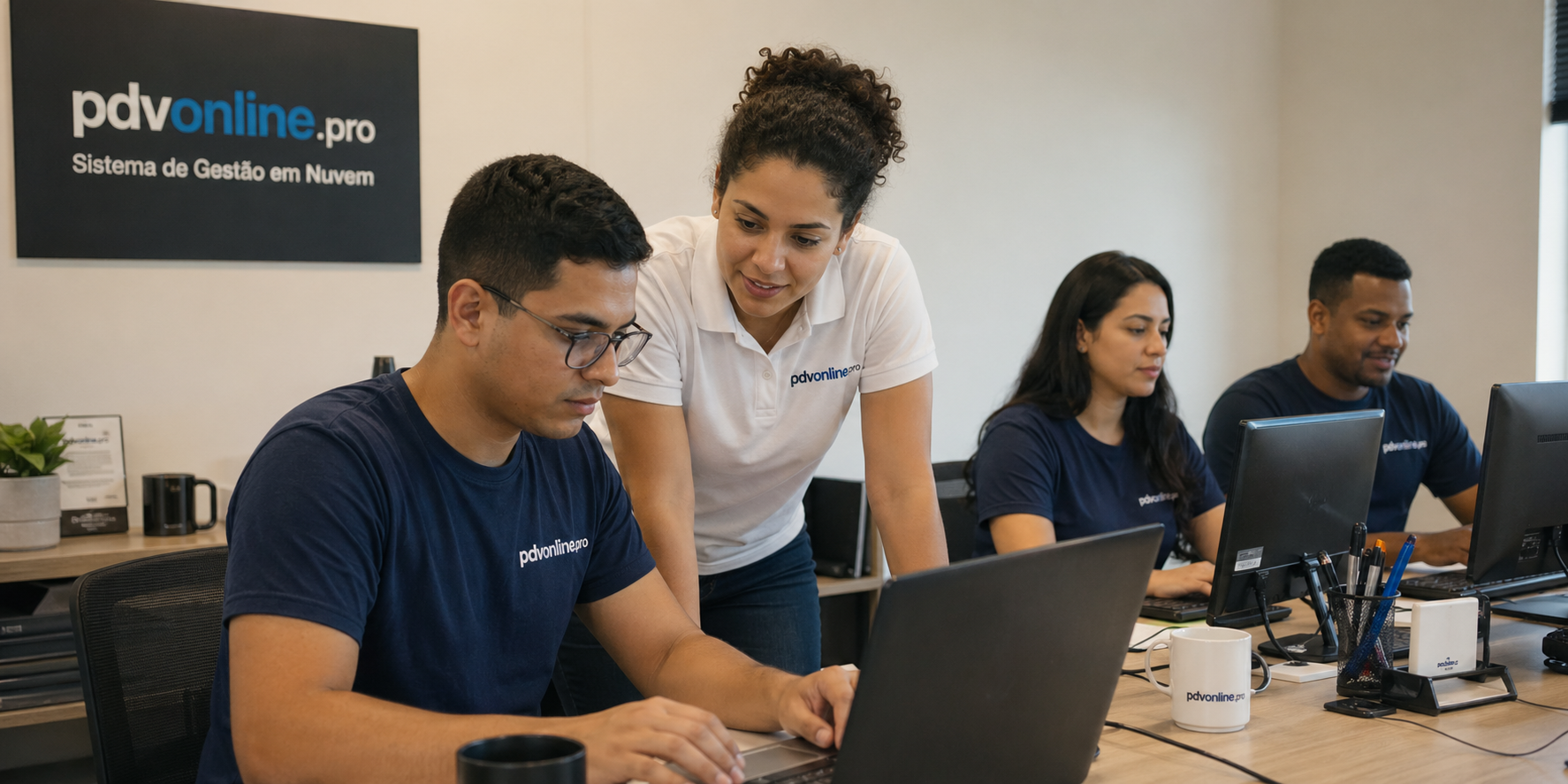 Equipe utilizando o PDV Online Pro